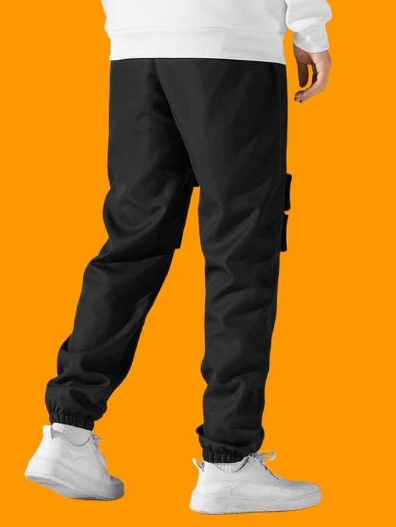men solid high rise regular fit cargo jogger - 22455520 -  Standard Image - 2