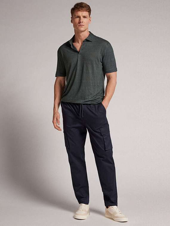 men solid high rise regular fit cargo - 22455523 -  Standard Image - 2