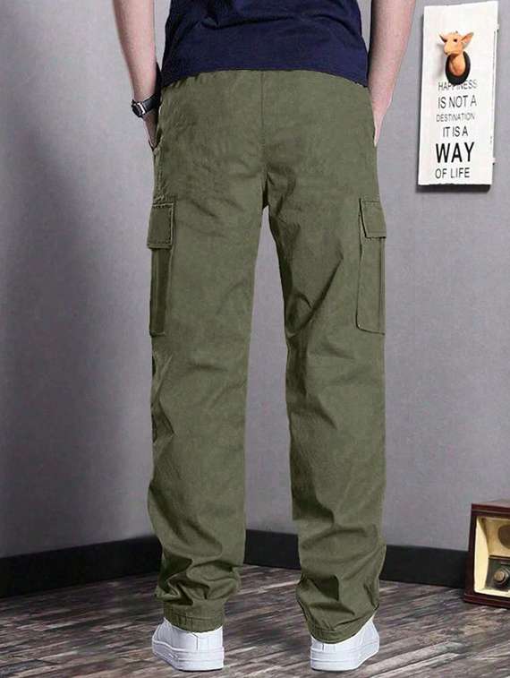 men solid high rise regular fit cargo - 22455526 -  Standard Image - 2