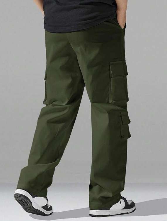 men solid high rise regular fit cargo - 22455527 -  Standard Image - 2