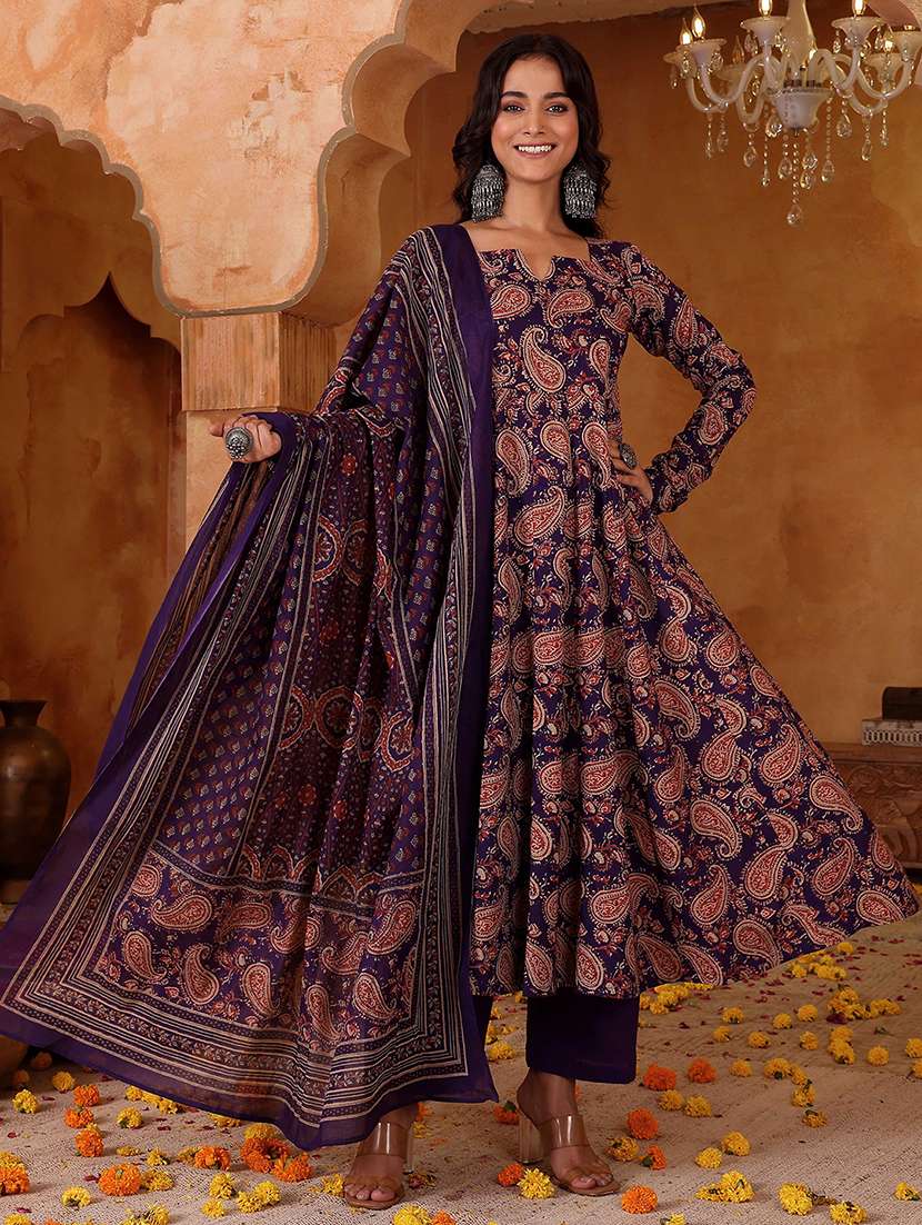 women purple rayon flared kurta - 22455534 -  Standard Image - 2