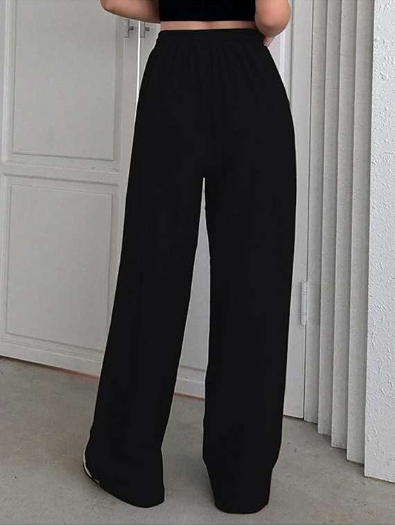 women black lycra wide leg trouser - 22455547 -  Standard Image - 2