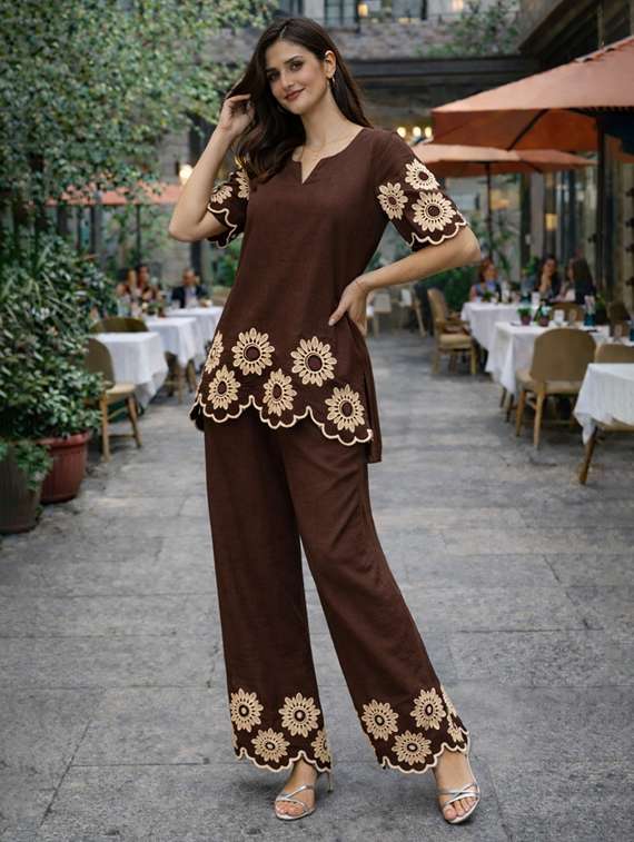 women brown co-ord set - 22455562 -  Standard Image - 2