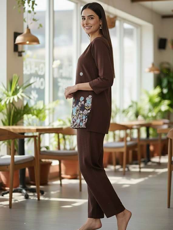 women brown co-ord set - 22455566 -  Standard Image - 2