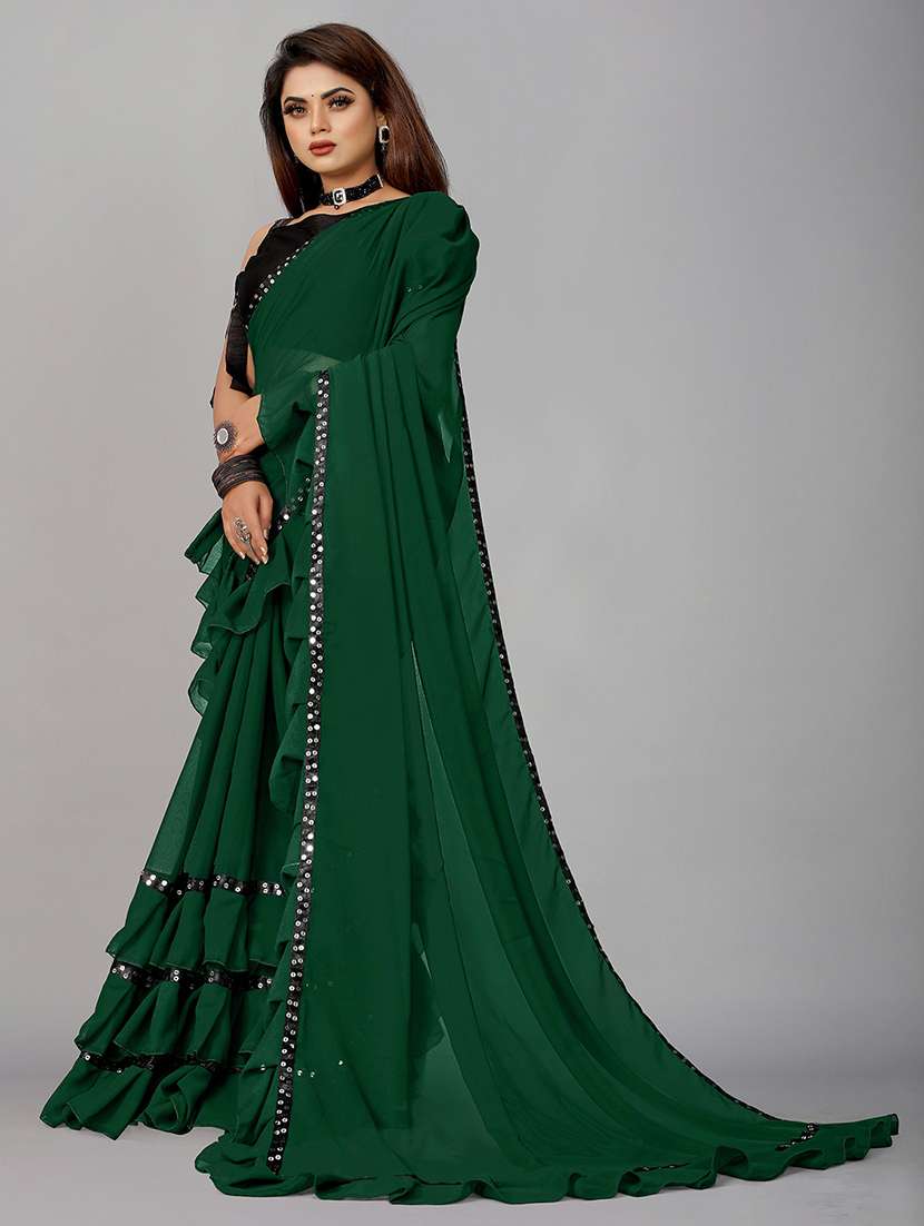 women embellished ruffle saree with blouse  - 22455855 -  Standard Image - 2