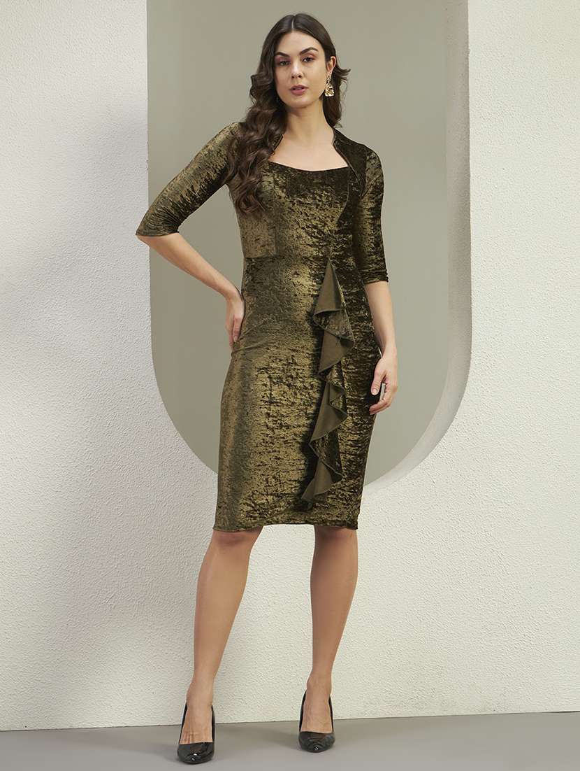 women olive velvet bodycon dress - 22455870 -  Standard Image - 2