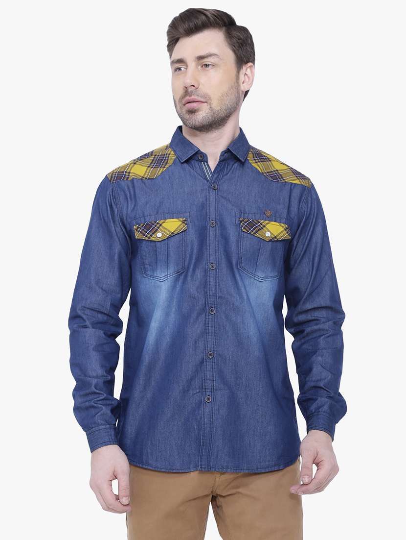 men checkered long sleeve regular fit casual shirt