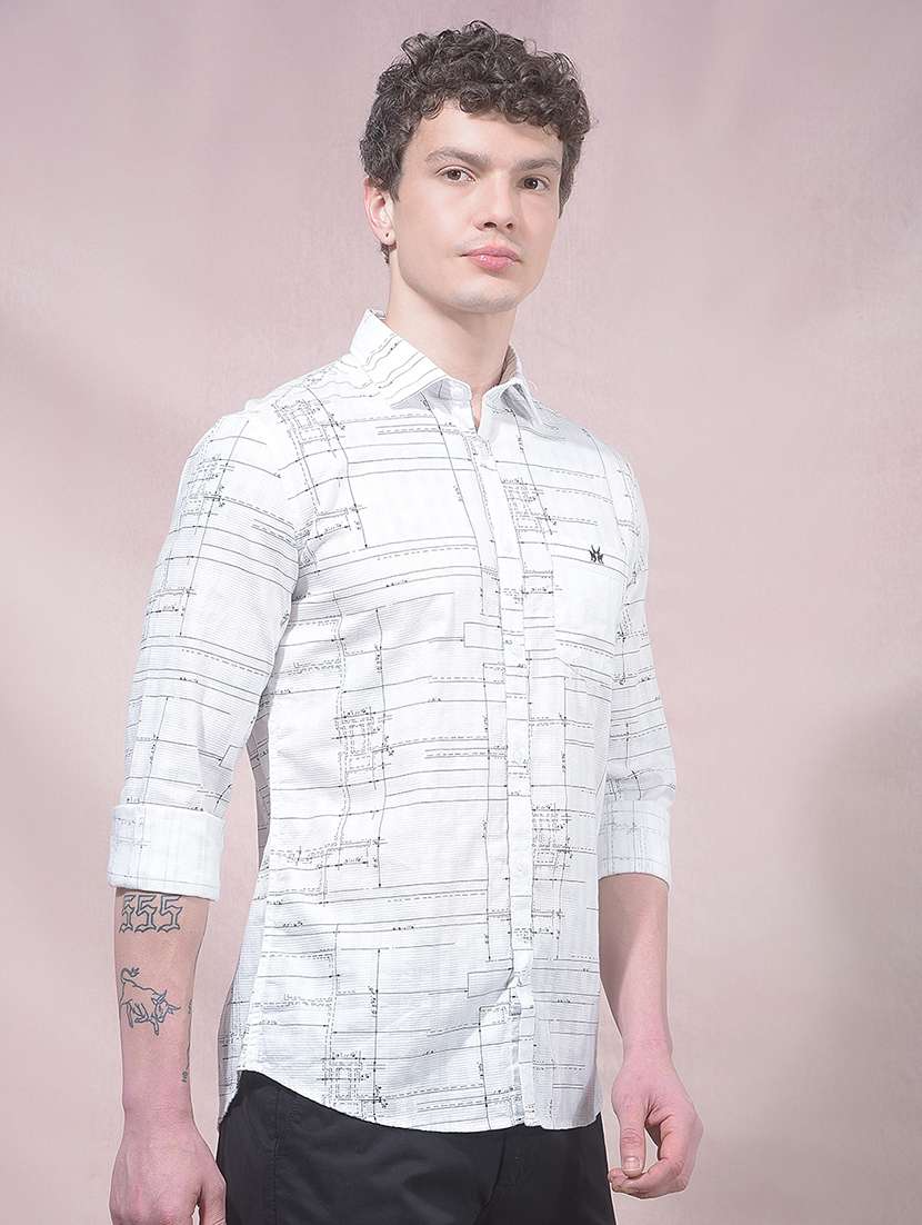 men printed long sleeve slim fit casual shirt - 22455927 -  Standard Image - 2
