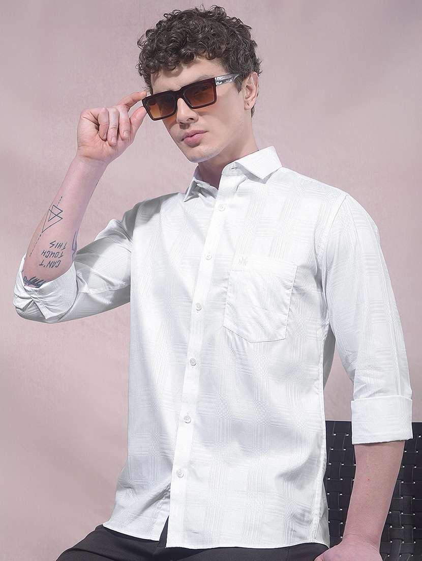 men solid long sleeve slim fit casual shirt