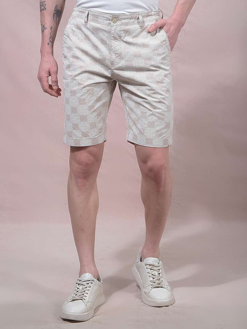 men beige cotton s short