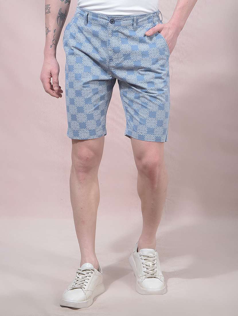 men blue cotton s short
