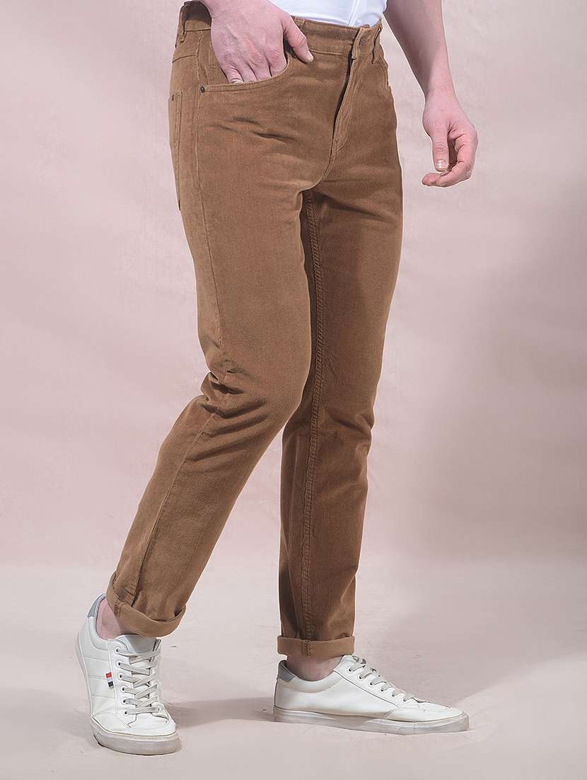 Men Solid Mid Rise Chinos Casual Trouser - 22455969 -  Standard Image - 2