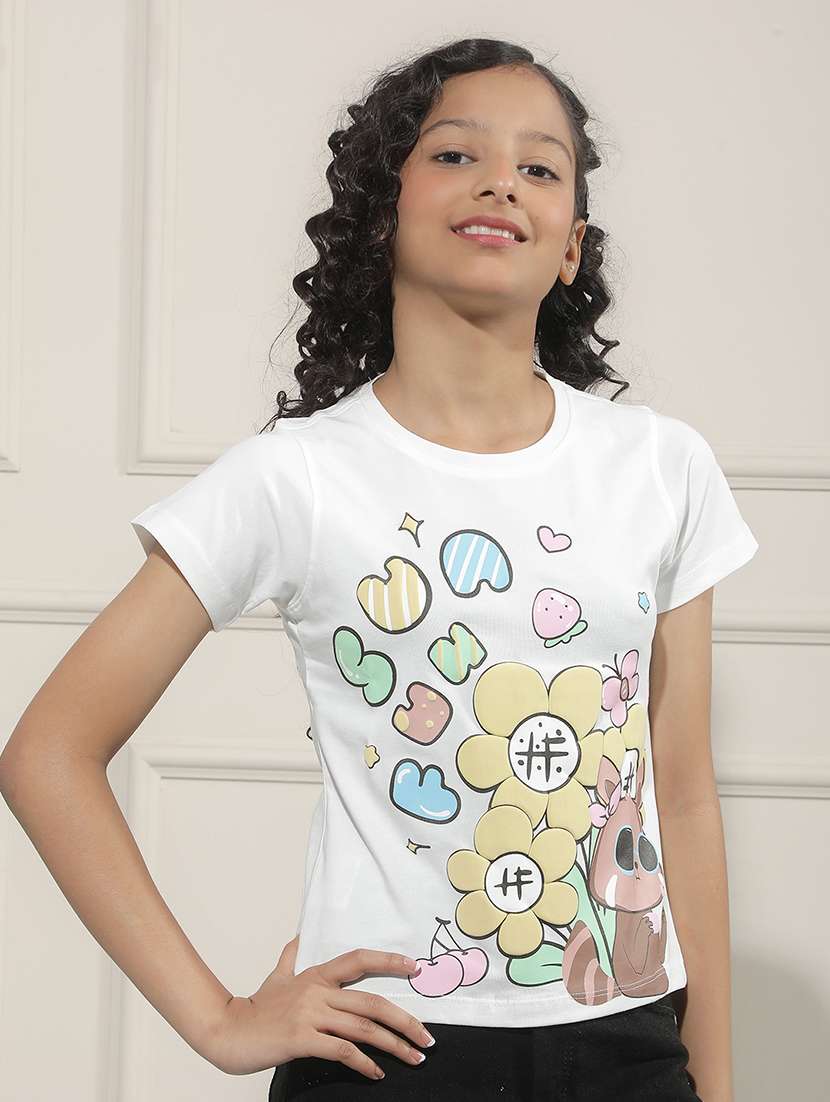 Girl White Cotton Tee - 22456021 -  Standard Image - 2