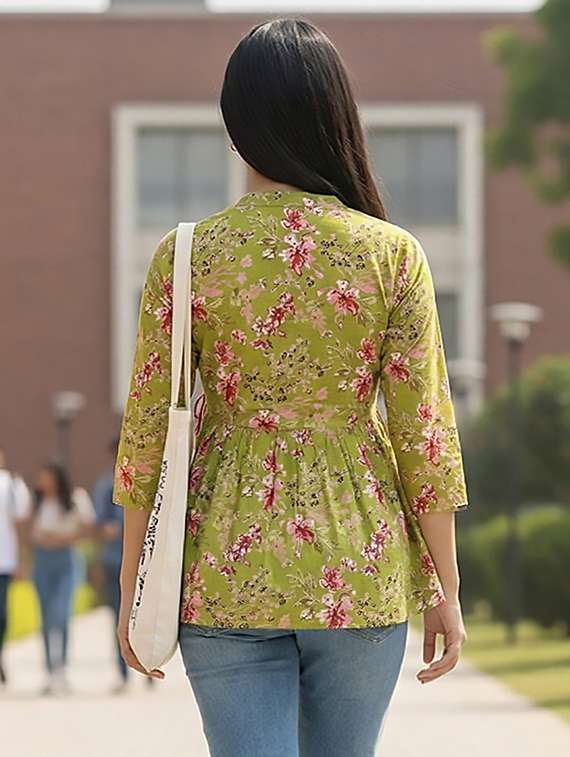 women green cotton straight kurti - 22456068 -  Standard Image - 2