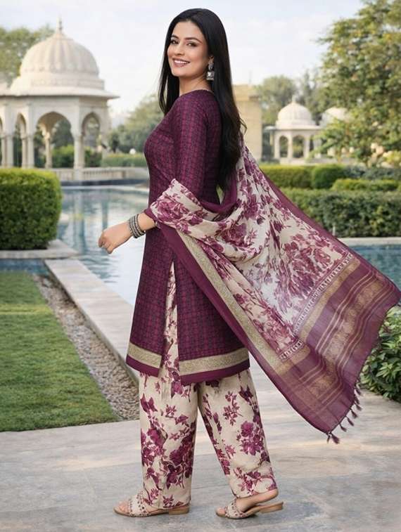women maroon kurta salwar set - 22456094 -  Standard Image - 2