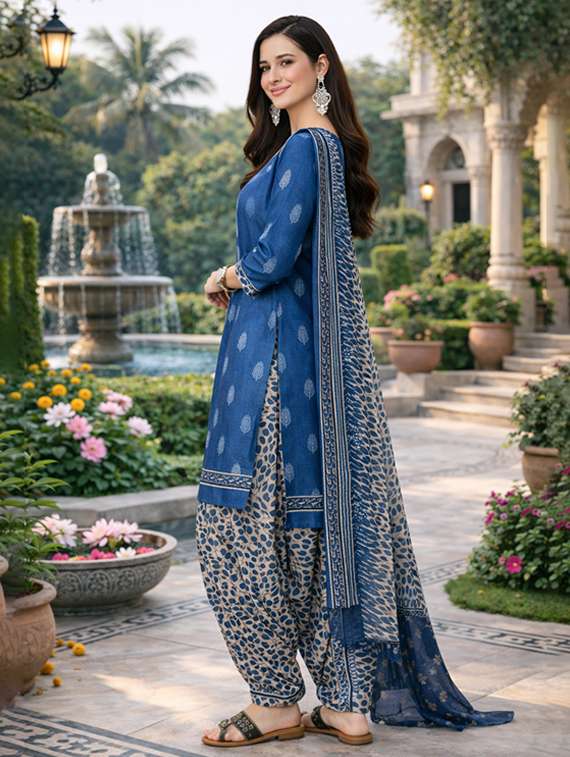 women blue kurta salwar set - 22456098 -  Standard Image - 2