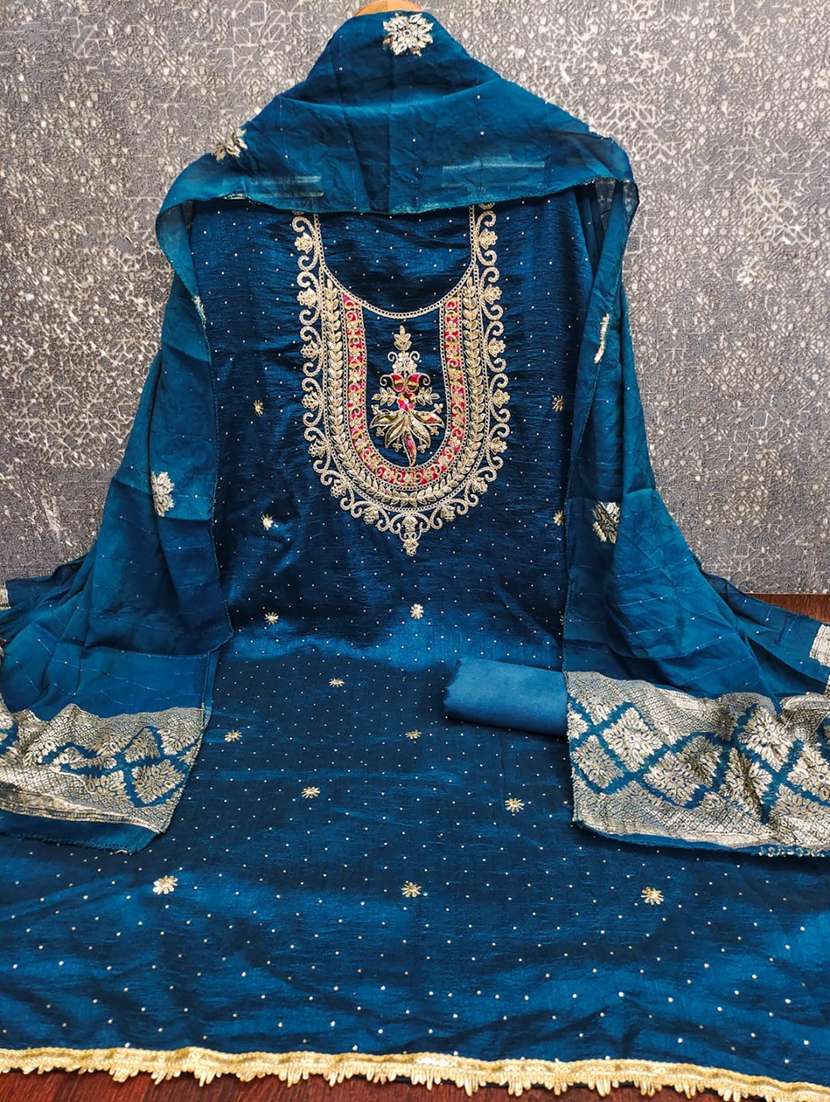 women solid with work unstitched suit set - 22456106 -  Standard Image - 2