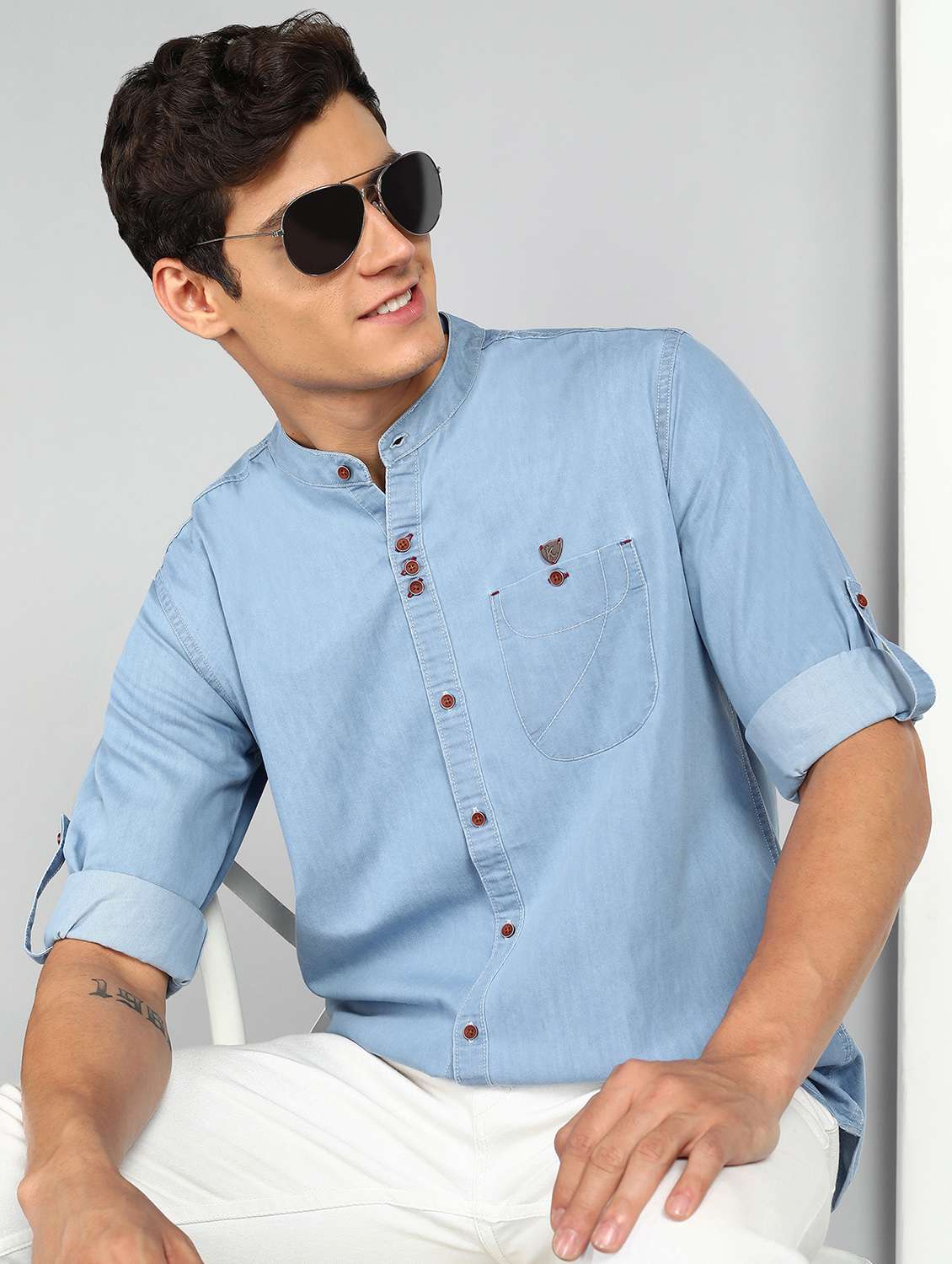 men solid long sleeve regular fit casual shirt