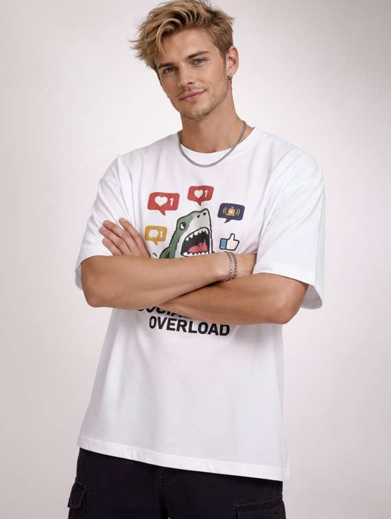 men printed short sleeve oversized t-shirt