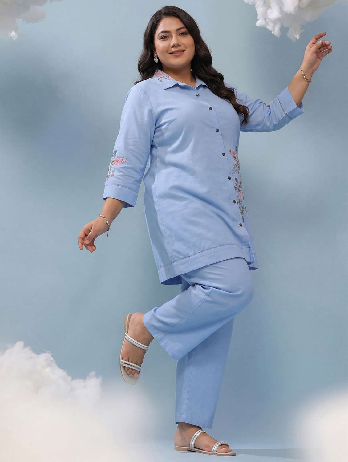 women light blue co-ord set - 22456355 -  Standard Image - 2