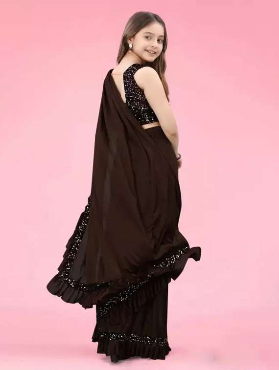 women brown ready to wear saree - 22456432 -  Standard Image - 2