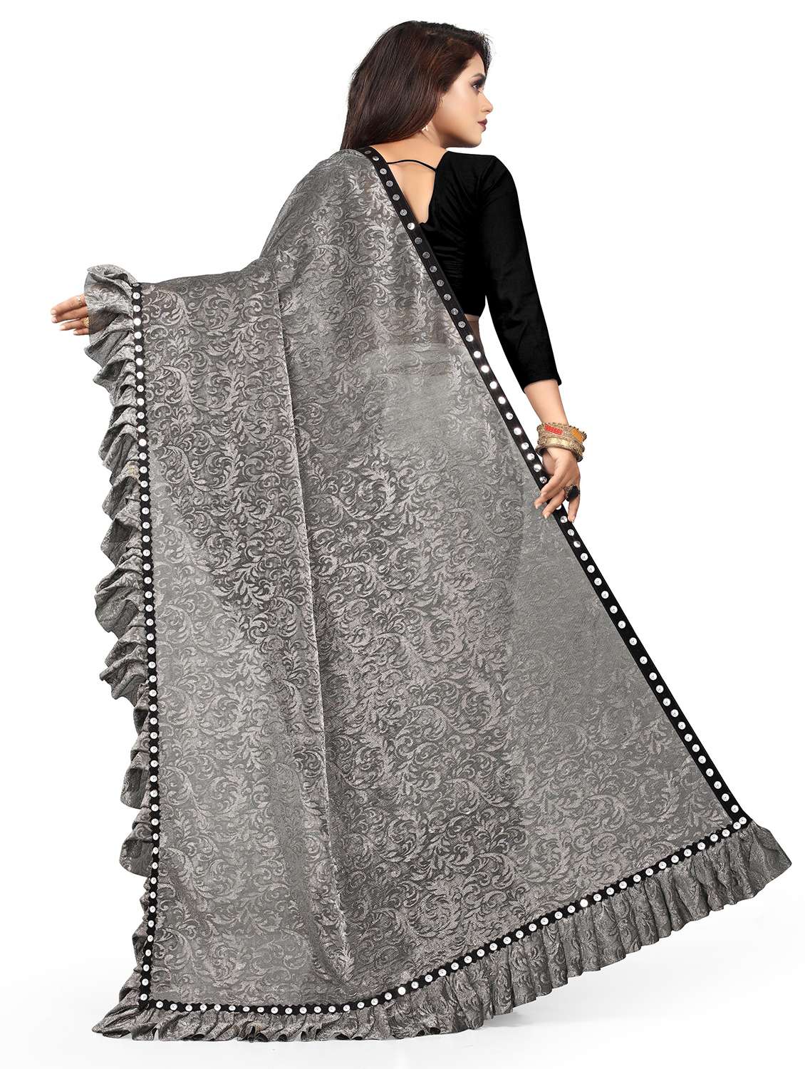 women self design half & half saree with blouse - 22456482 -  Standard Image - 2