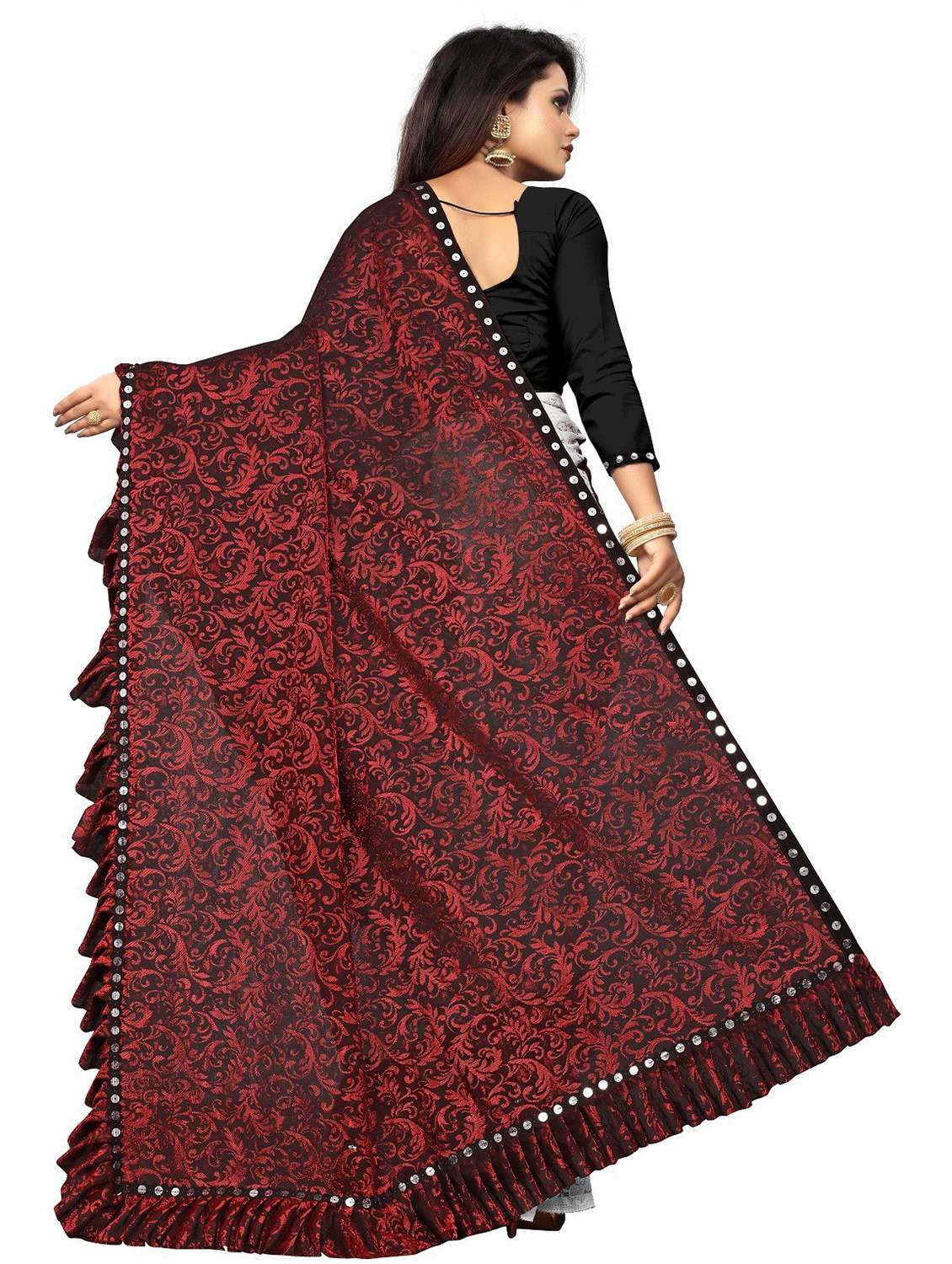 women self design half & half saree with blouse - 22456484 -  Standard Image - 2