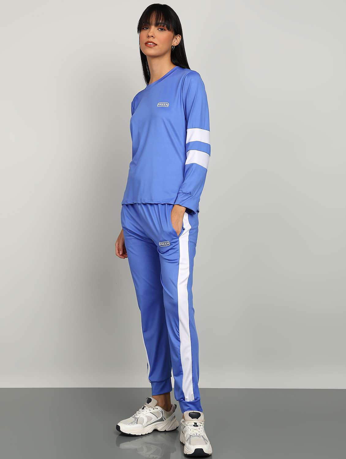 women blue polyester solid active wear set - 22456710 -  Standard Image - 2