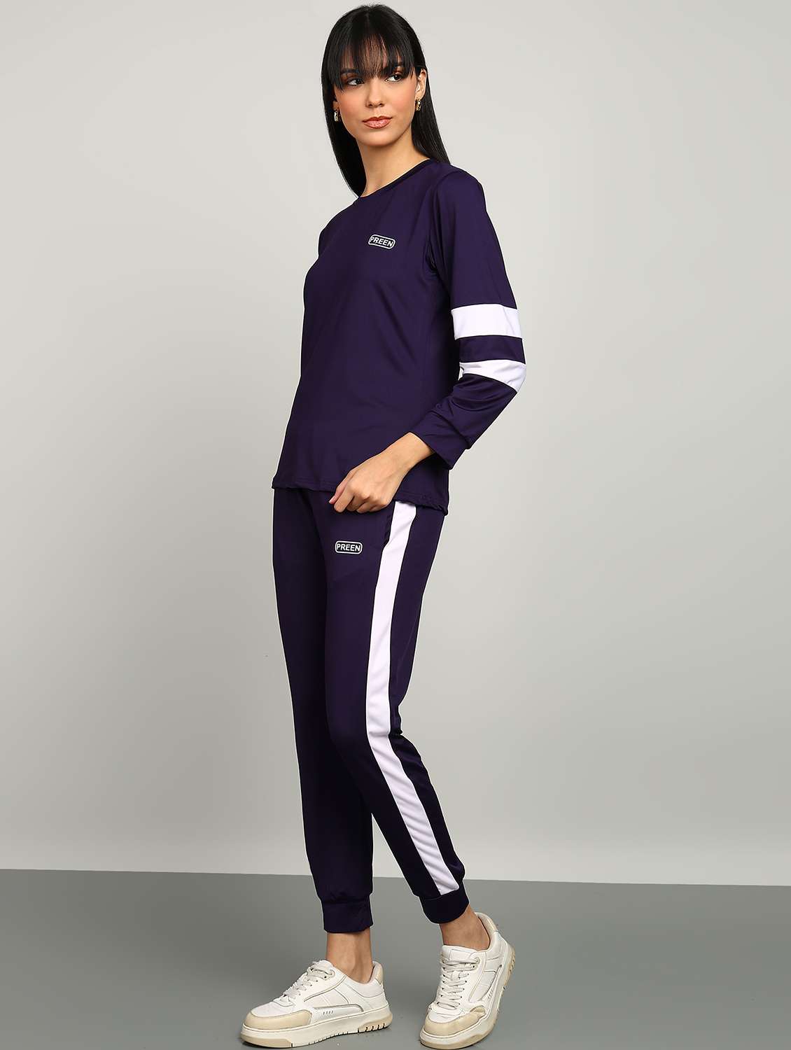 women blue polyester solid active wear set - 22456712 -  Standard Image - 2