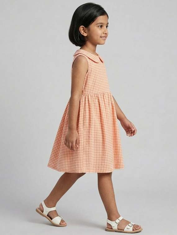 girls orange cotton frock - 22456717 -  Standard Image - 2