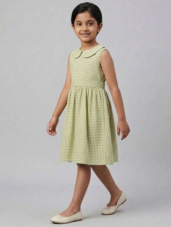 girl green cotton frock - 22456718 -  Standard Image - 2