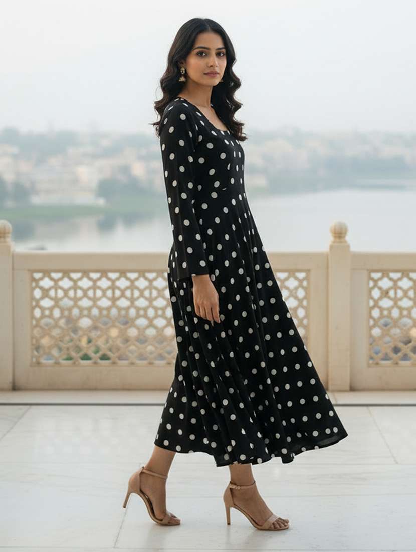 women black rayon flared kurti - 22456750 -  Standard Image - 2