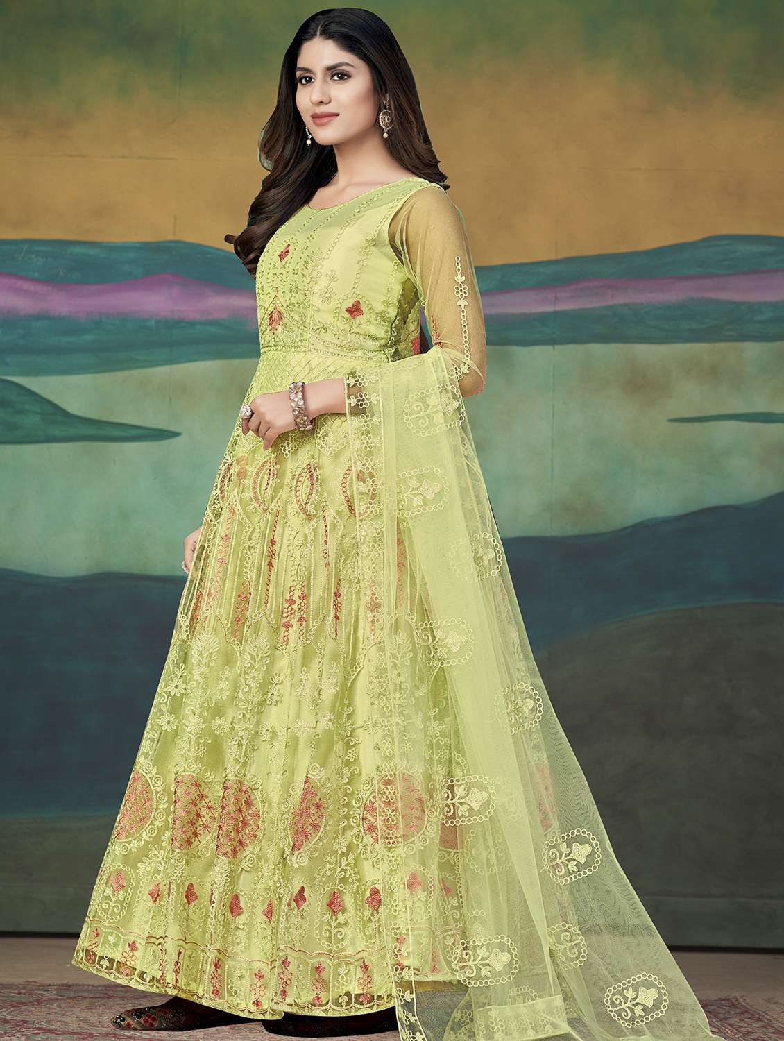 women yellow self design  kurta pant set - 22456783 -  Standard Image - 2