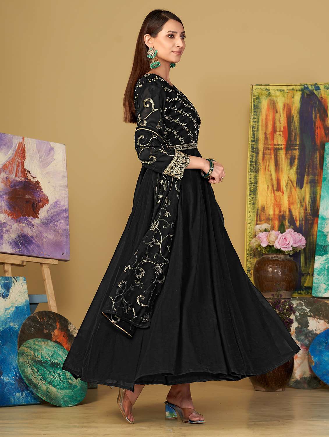 women black kurta pant set - 22456815 -  Standard Image - 2