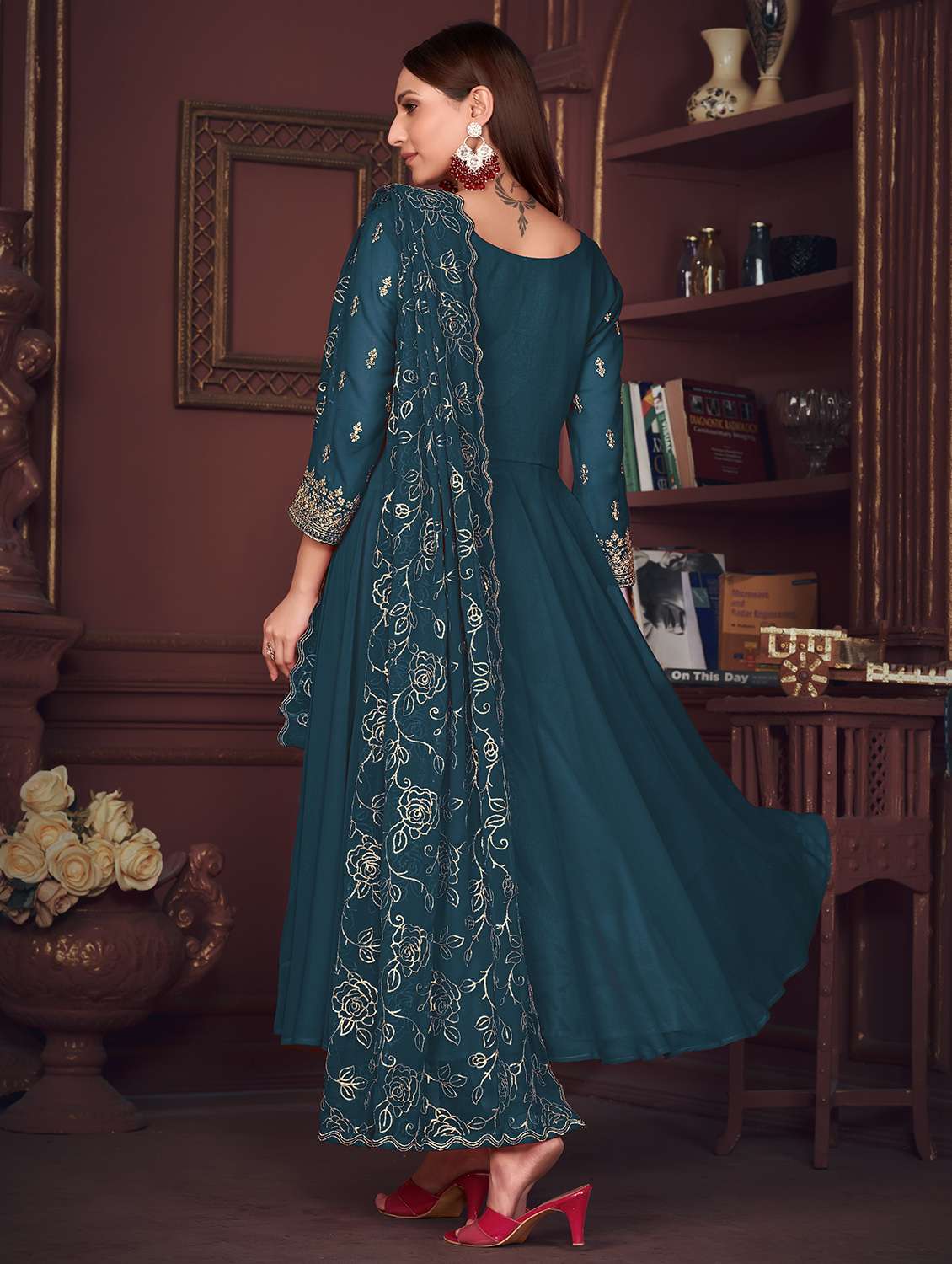 women turquoise kurta pant set - 22456837 -  Standard Image - 2