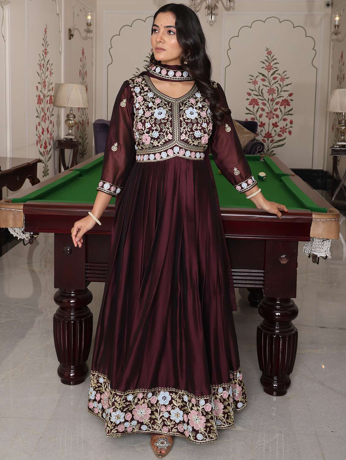 women solid with work unstitched suit set