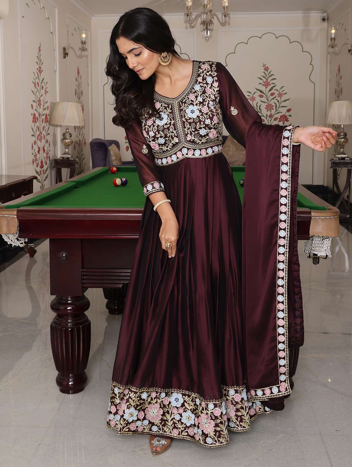 Women Solid With Work Unstitched Suit Set - 22456841 -  Standard Image - 2