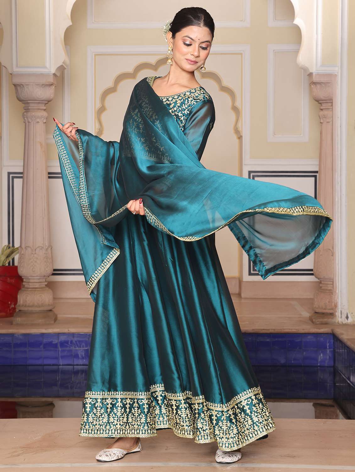 women turquoise kurta pant set - 22456849 -  Standard Image - 2