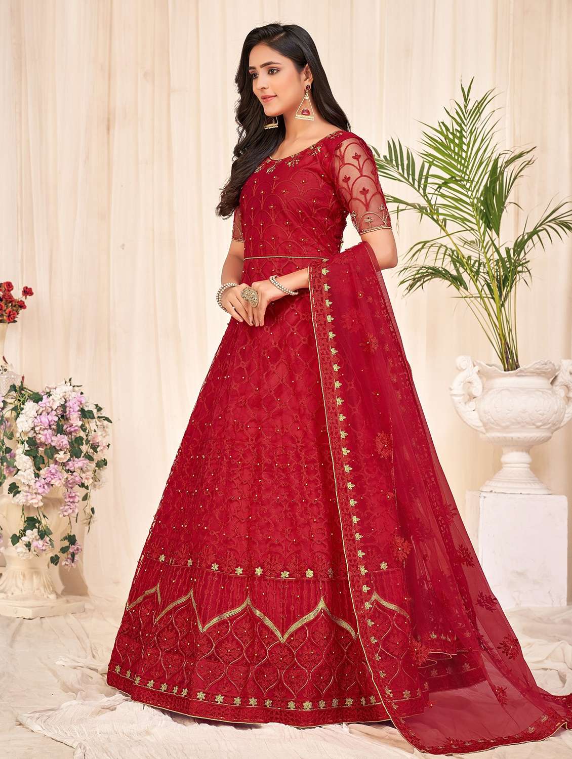 women red kurta pant set - 22456853 -  Standard Image - 2