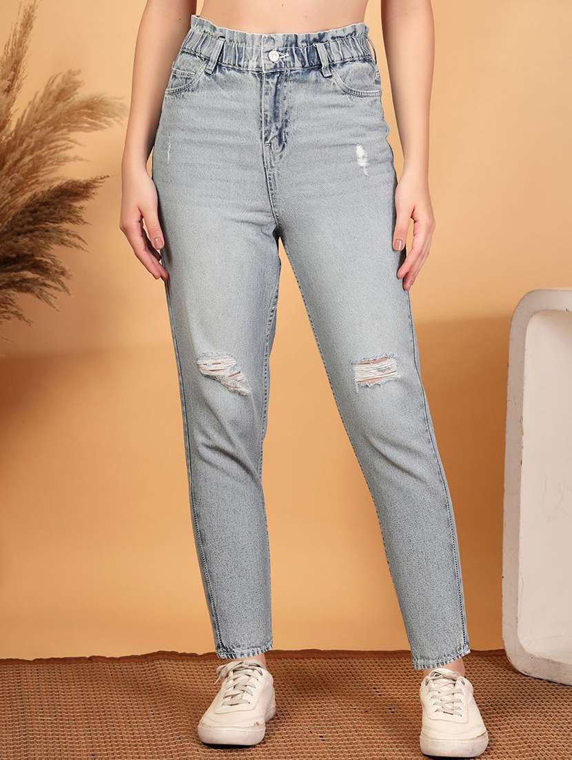 women blue denim jean