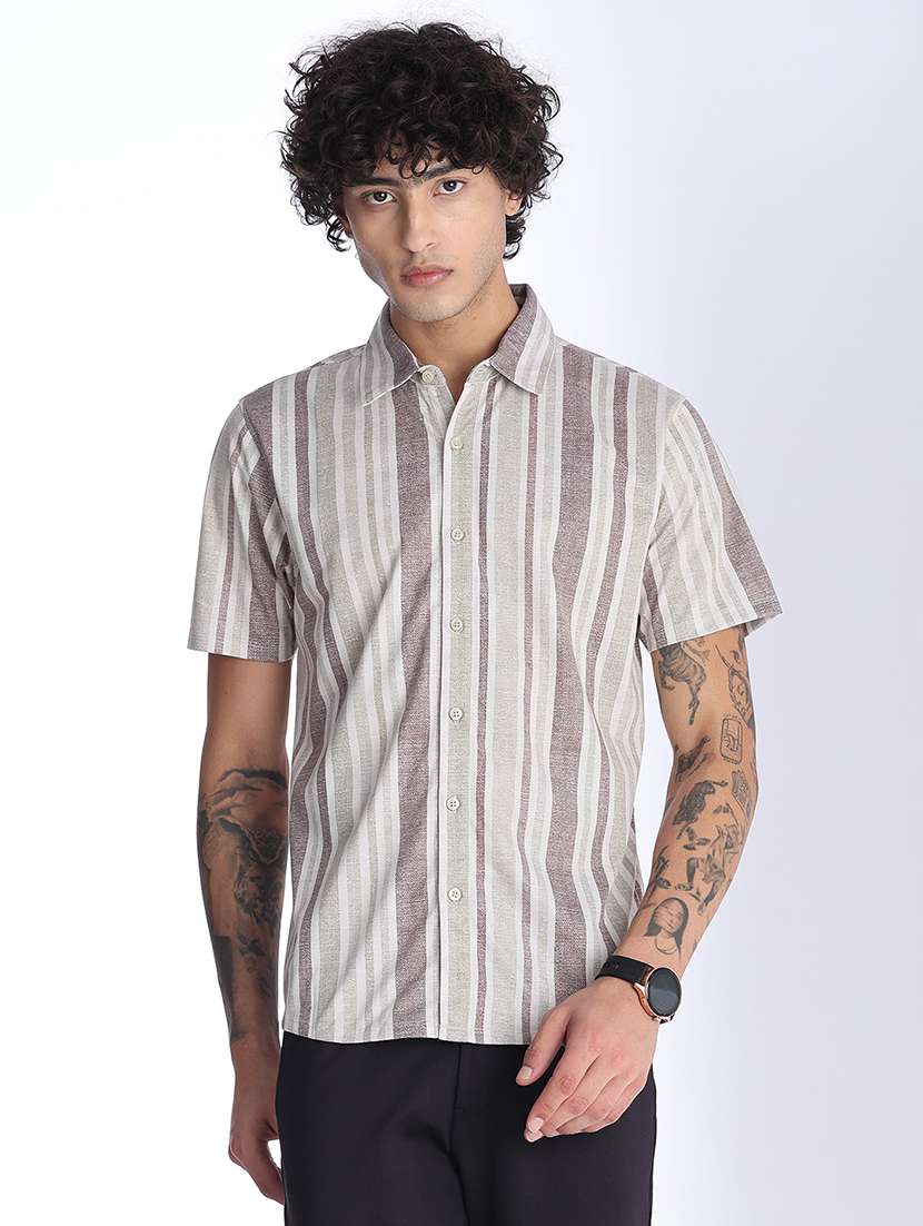 men striped short sleeve regular fit casual shirt - 22457003 -  Standard Image - 2