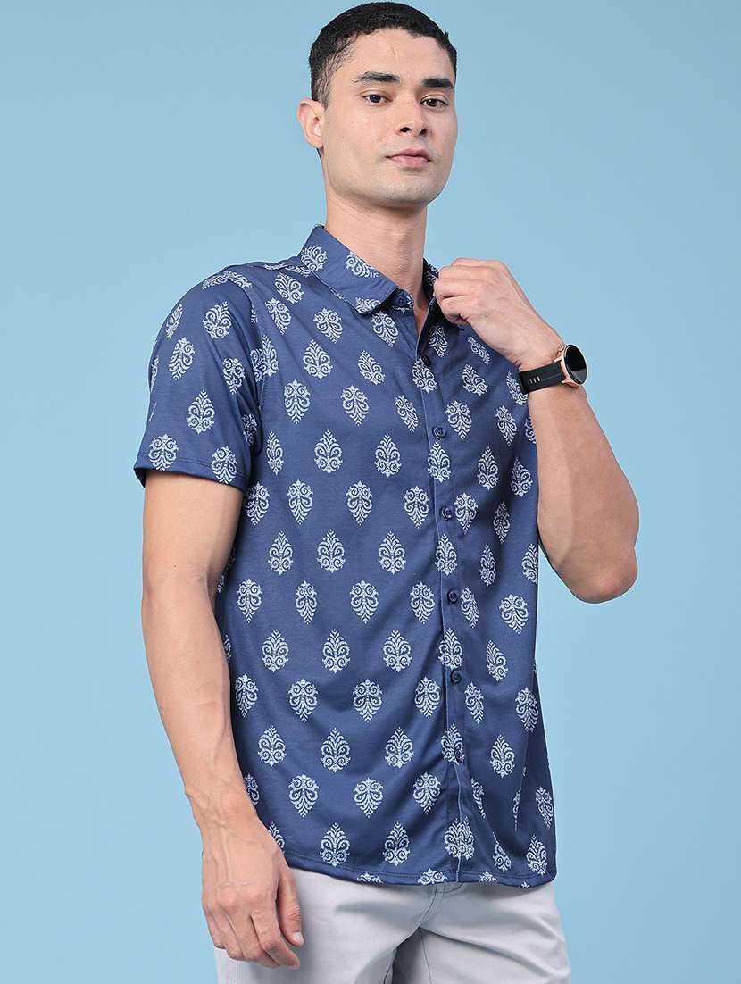 men printed short sleeve regular fit casual shirt - 22457012 -  Standard Image - 2