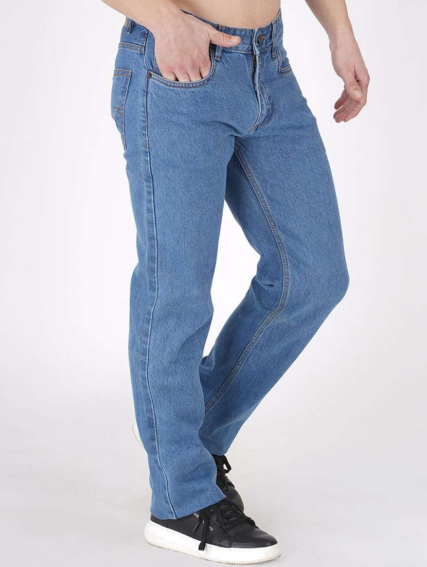 men plain mid rise full length straight jeans - 22457128 -  Standard Image - 2