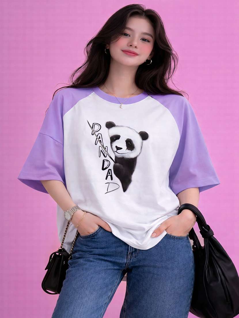 women printed short sleeve oversized t-shirt