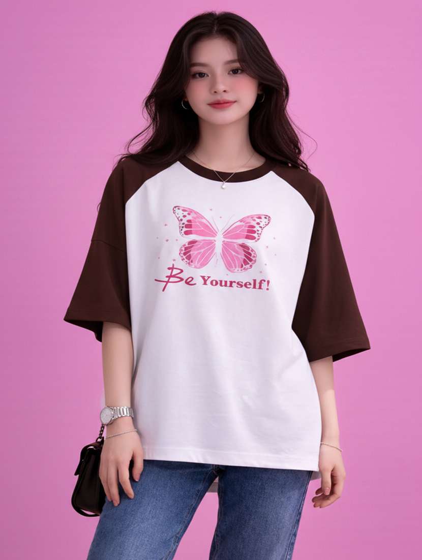 women printed short sleeve oversized t-shirt