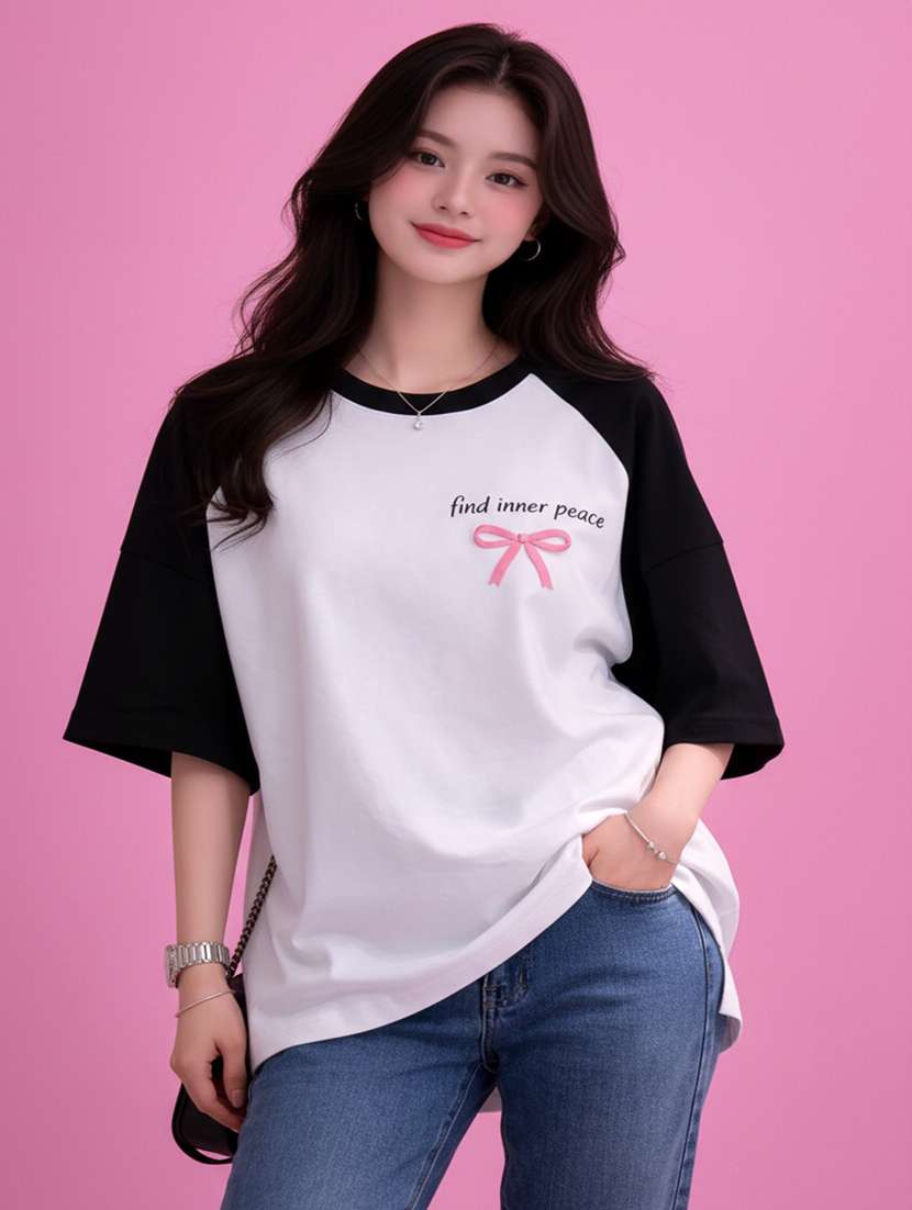 women printed short sleeve oversized t-shirt