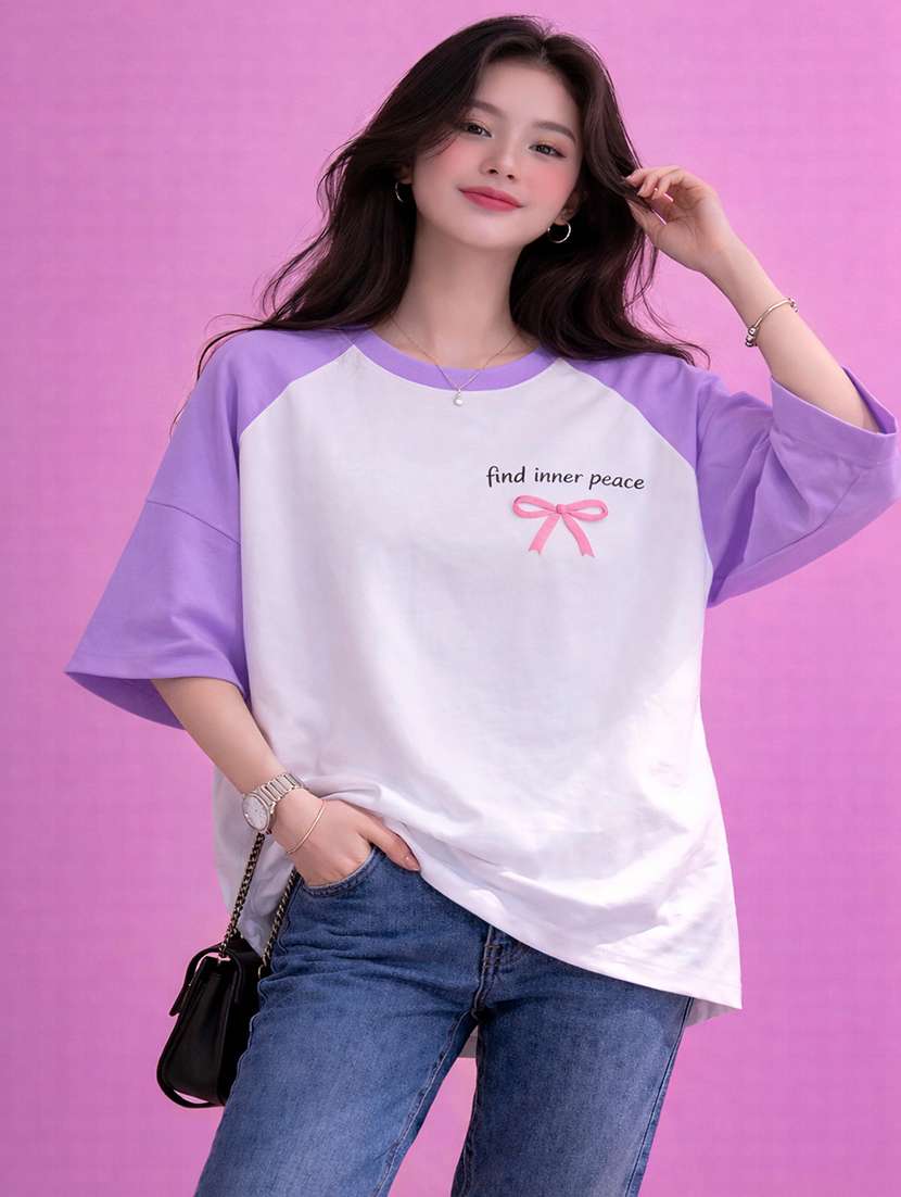 women printed short sleeve oversized t-shirt