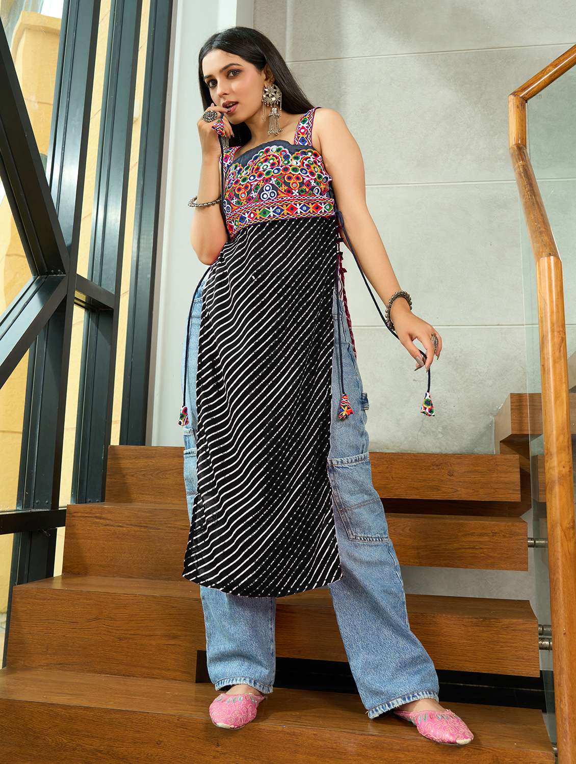 women multi georgette side slit kurti