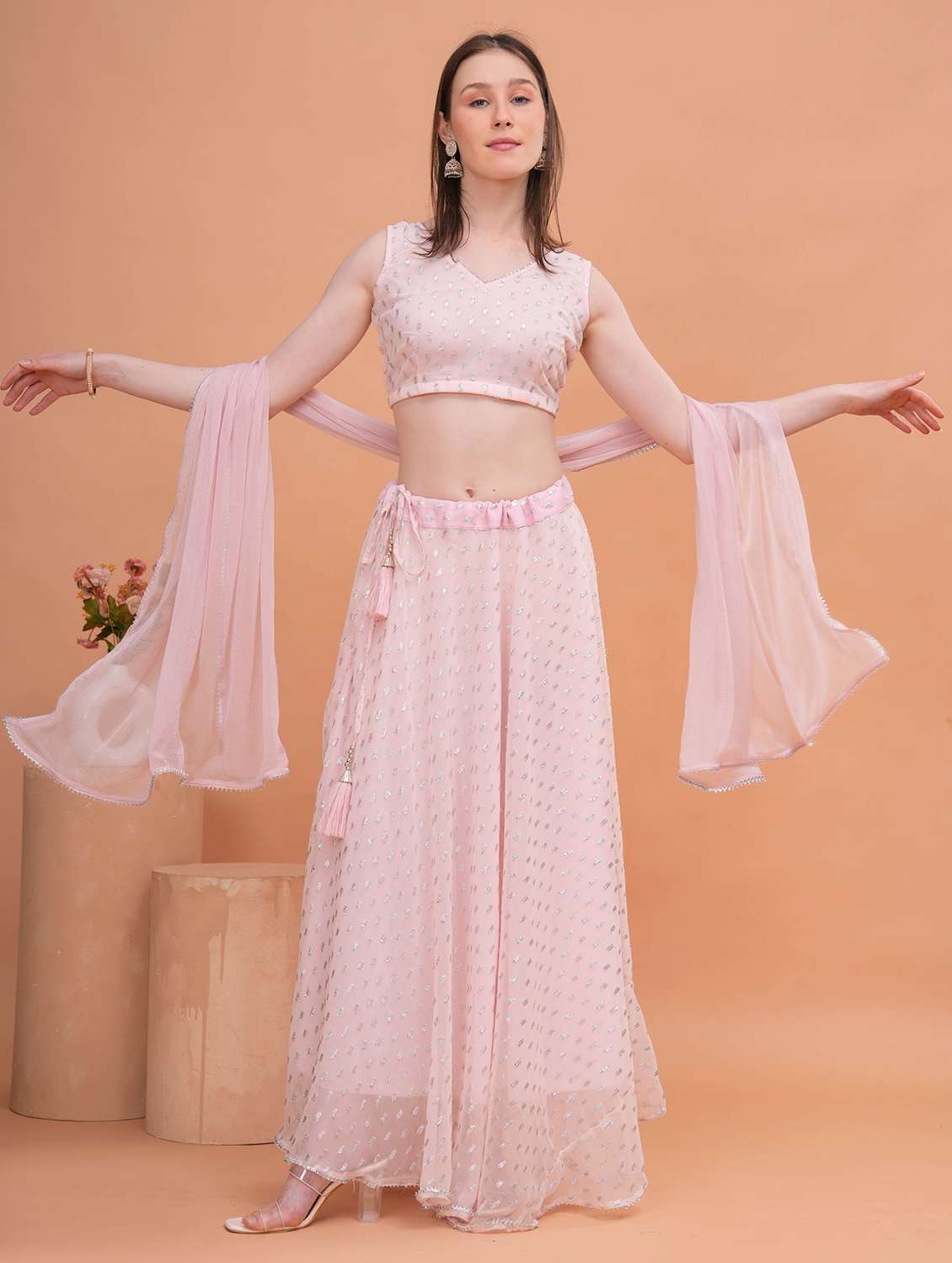 Women Pink Flared Lehenga - 22457237 -  Standard Image - 2