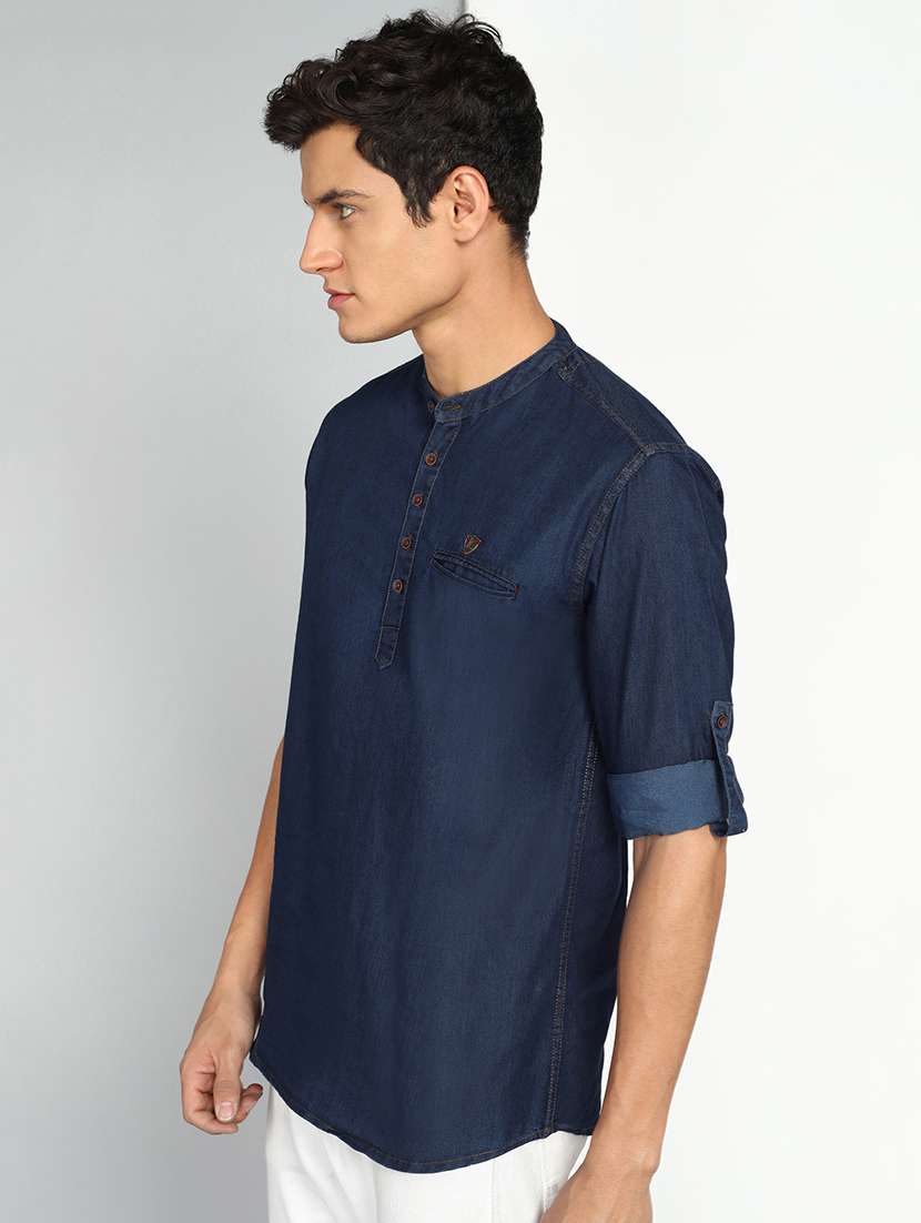 men solid mandarin neck short kurta - 22457241 -  Standard Image - 2